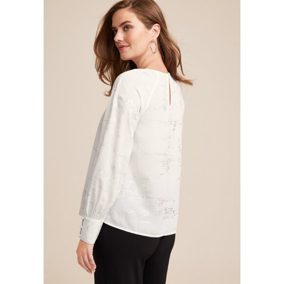 Maurices Fallon Metallic Print Blouse L - Picture 2 of 2